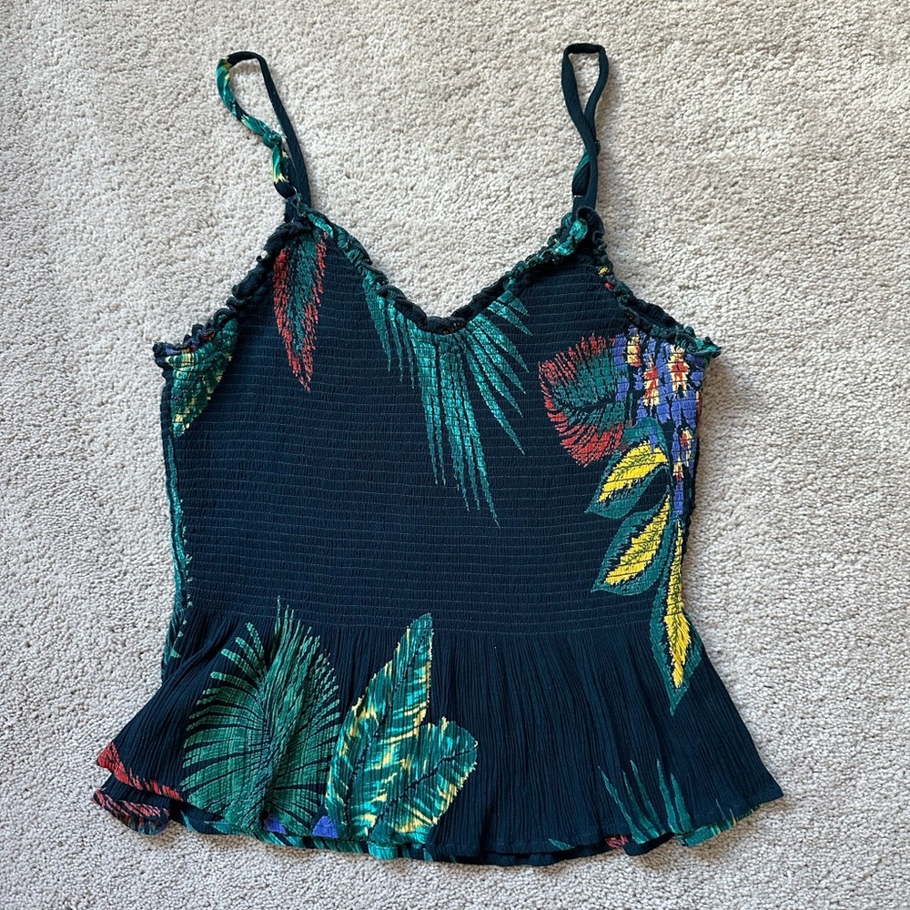 Patrons of Peace Floral Smocked Peplum Top